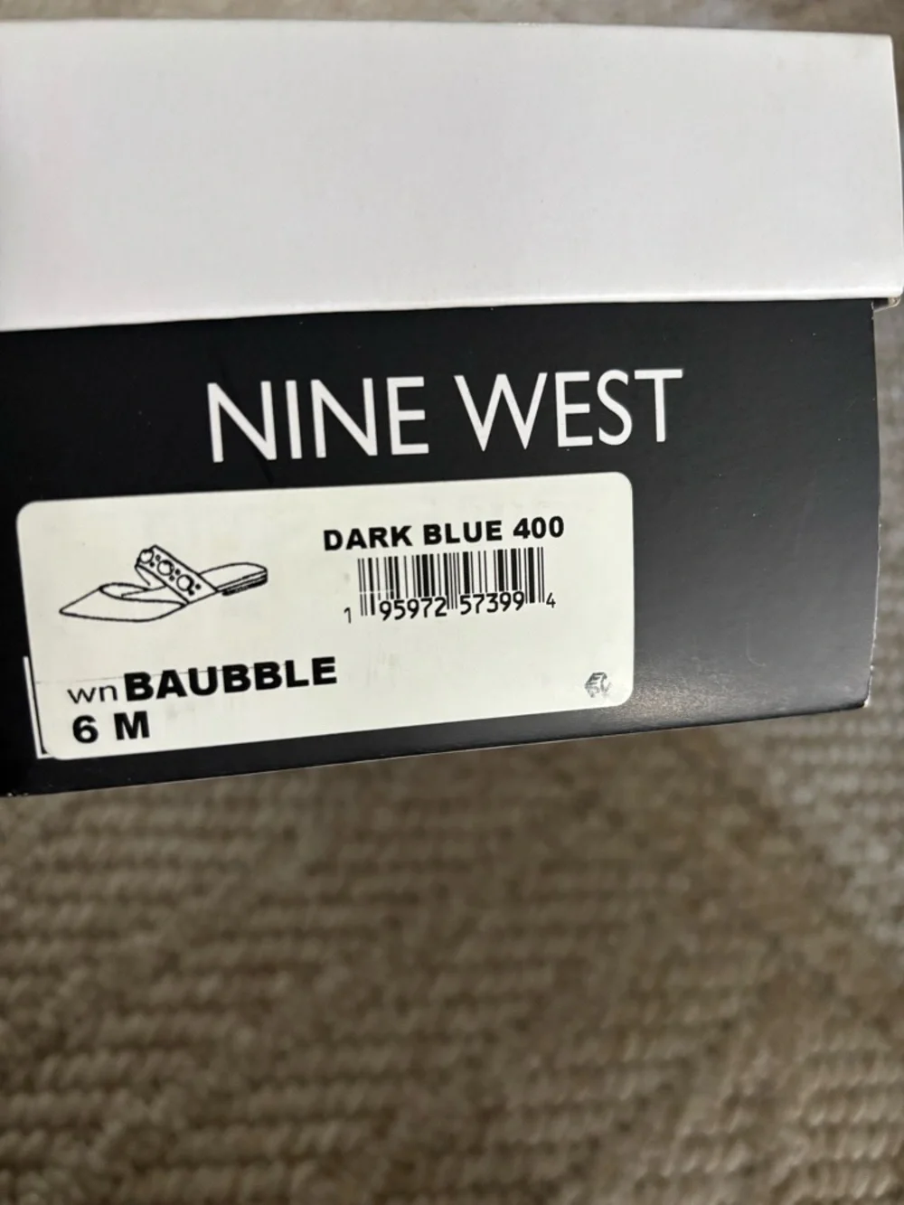 Nine West Navy Pearl-Stud Pointed Toe Slide Mules - Picture 4 of 4